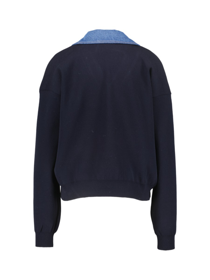 Blauwe trui met denim kraag Gigi Amandine