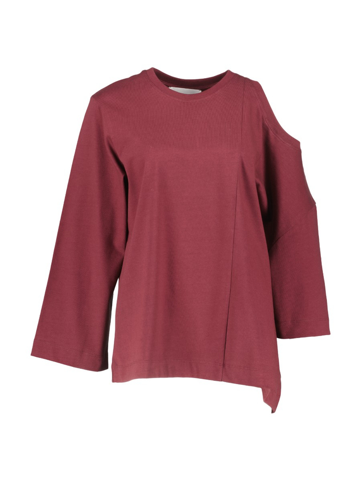 Bordeaux longsleeve met assymetrische schouders SIA Amandine
