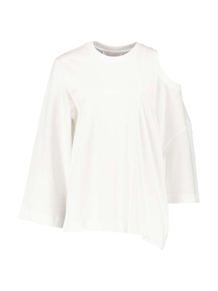 Witte longsleeve met assymetrische schouders SIA Amandine