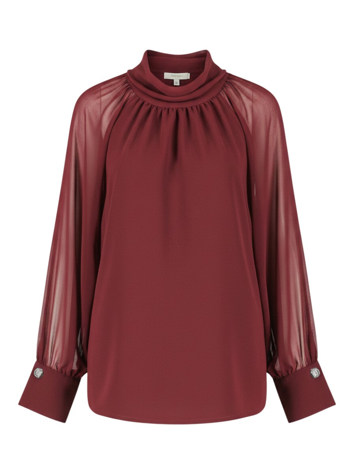 Bordeaux blouse met sierlijke mouw Caroline Biss