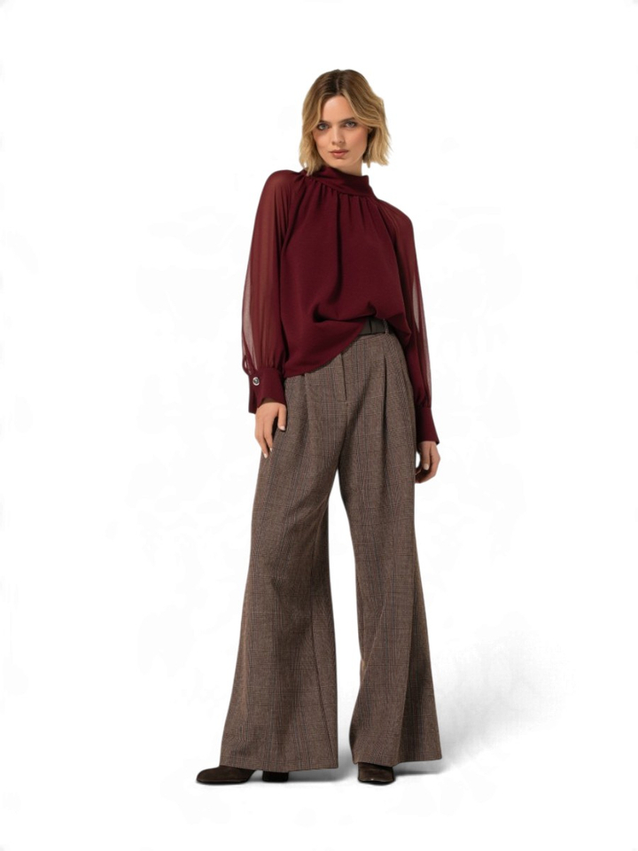 Bordeaux blouse met sierlijke mouw Caroline Biss