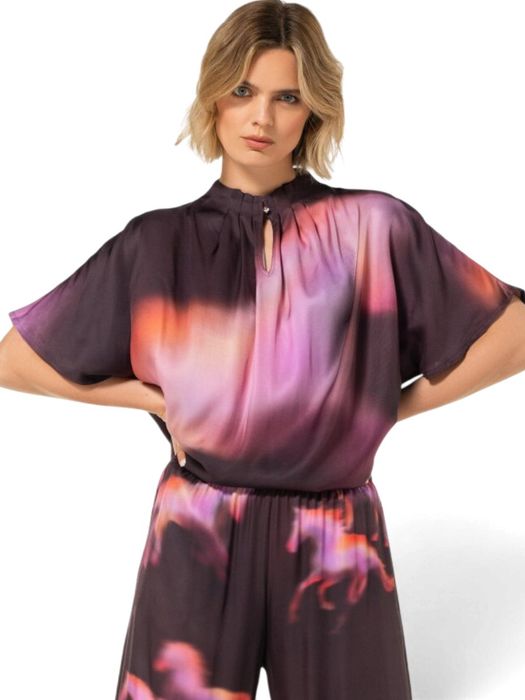 Multicolor bloes met korte mouwen Caroline Biss