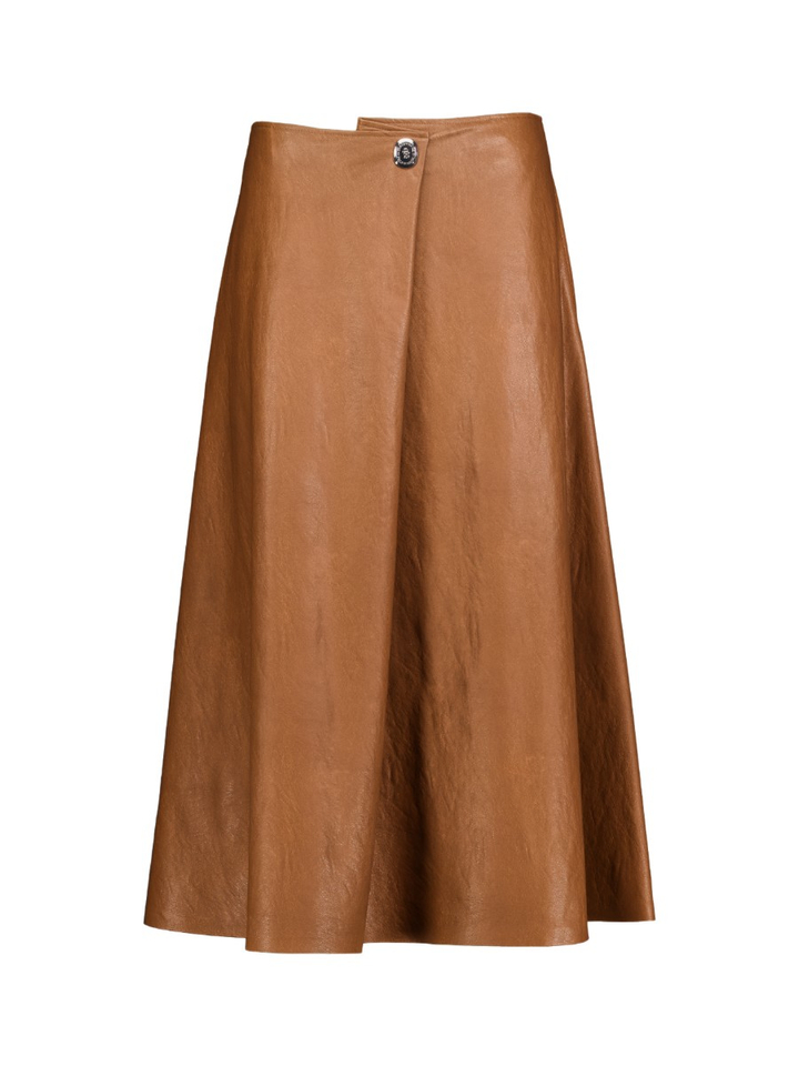 Donkerbruine lederlook rok Caroline Biss 