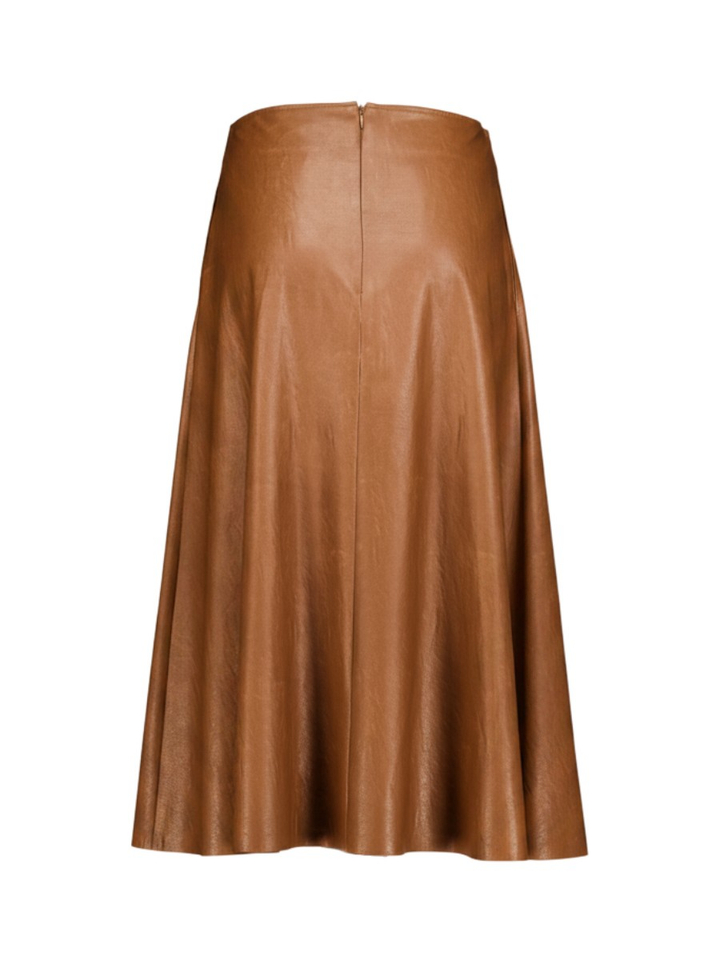 Donkerbruine lederlook rok Caroline Biss 