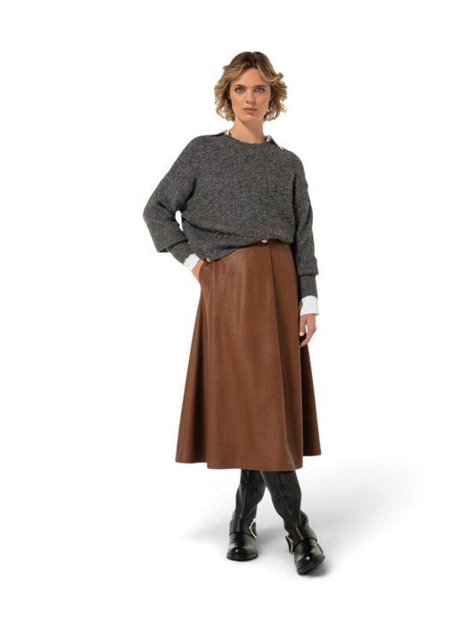 Donkerbruine lederlook rok Caroline Biss