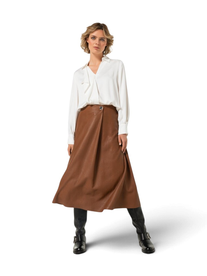 Donkerbruine lederlook rok Caroline Biss
