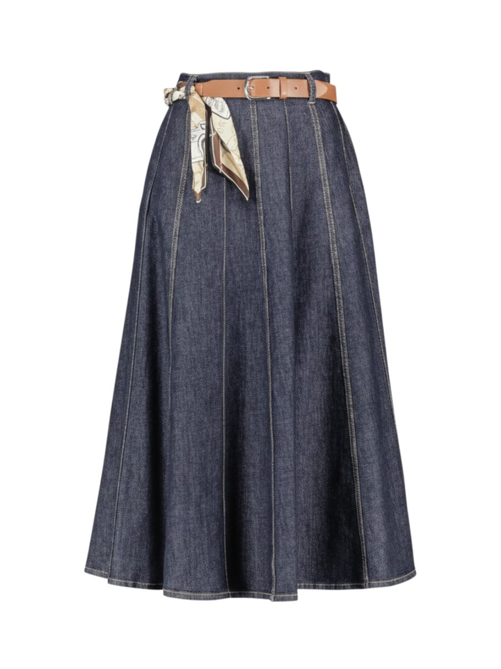 Halflange jeansrok met riemdetail Caroline Biss