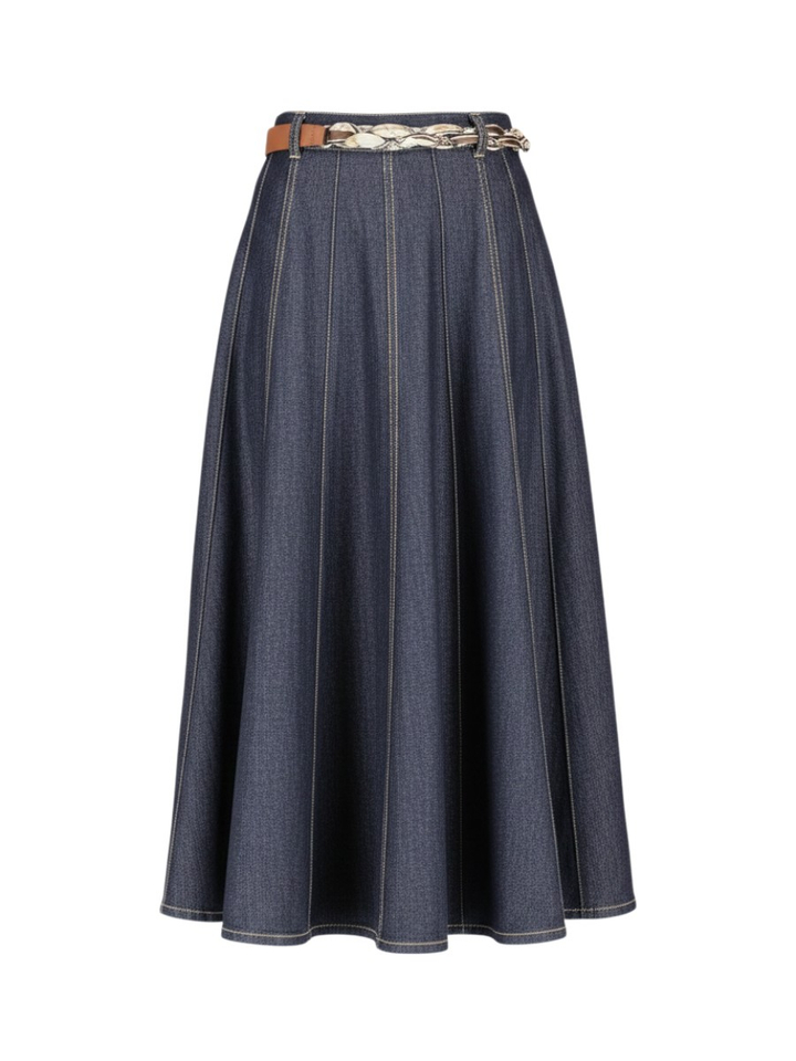 Halflange jeansrok met riemdetail Caroline Biss