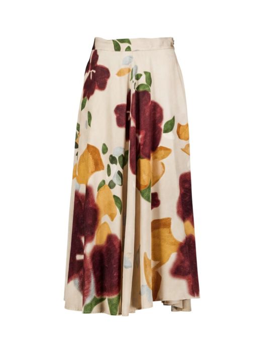 Multicolor bloemenprint lange rok in zandtinten Caroline Biss