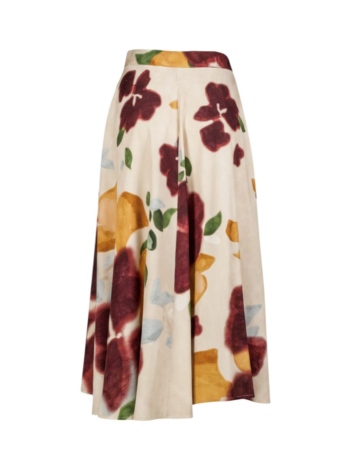 Multicolor bloemenprint lange rok in zandtinten Caroline Biss