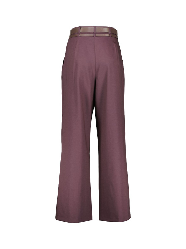 Auberginekleurige losse broek met dubbele riem Caroline Biss