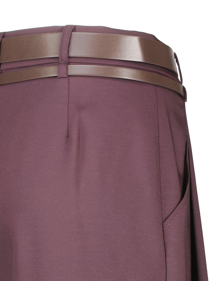 Auberginekleurige losse broek met dubbele riem Caroline Biss