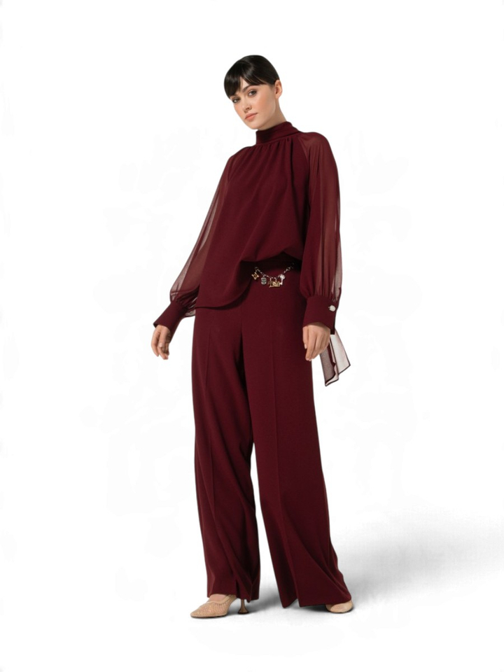Bordeaux geklede broek Caroline Biss 