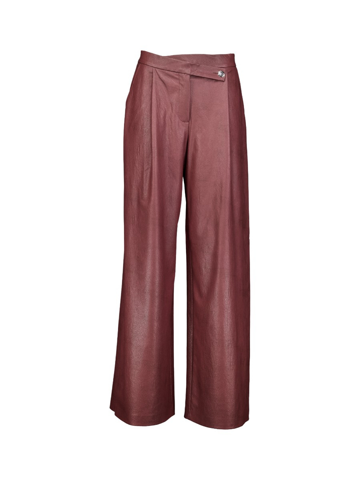 Bordeaux wijde broek in lederlook Caroline Biss 