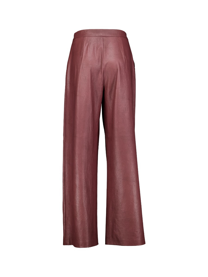 Bordeaux wijde broek in lederlook Caroline Biss 