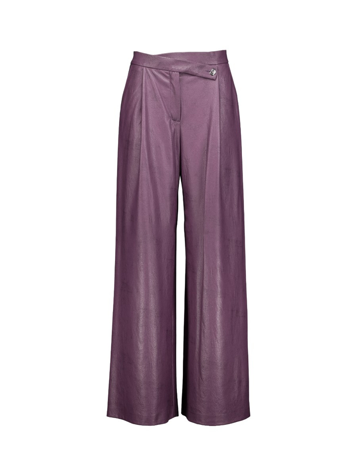 Paarse wijde broek met bandplooi Caroline Biss