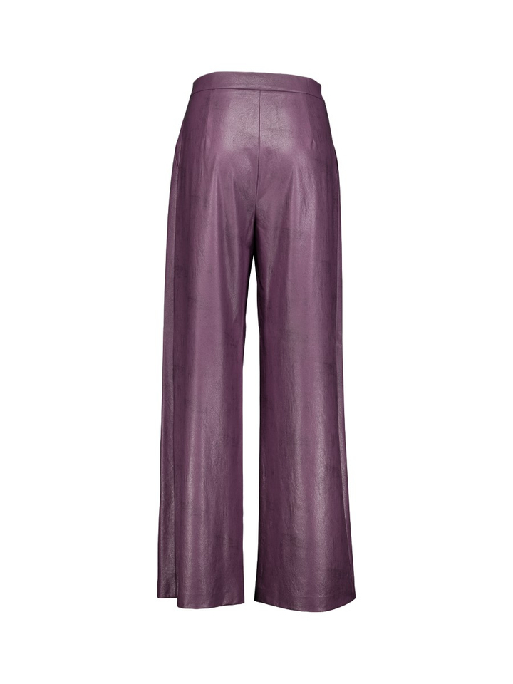 Paarse wijde broek met bandplooi Caroline Biss