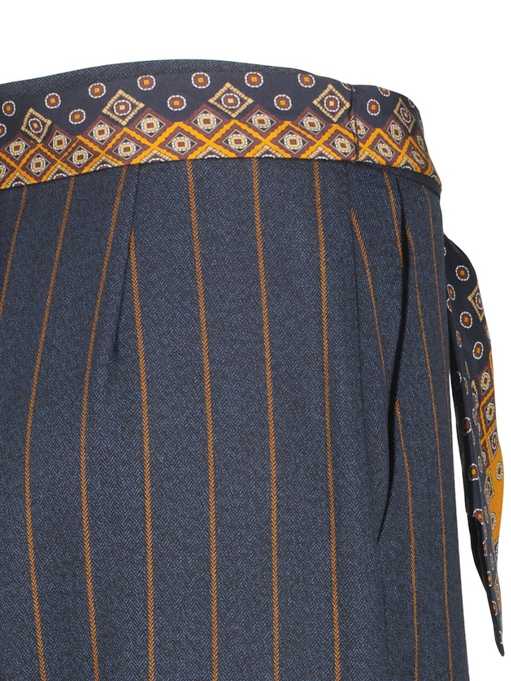 Donker gestreepte losse broek met sjaal Caroline Biss
