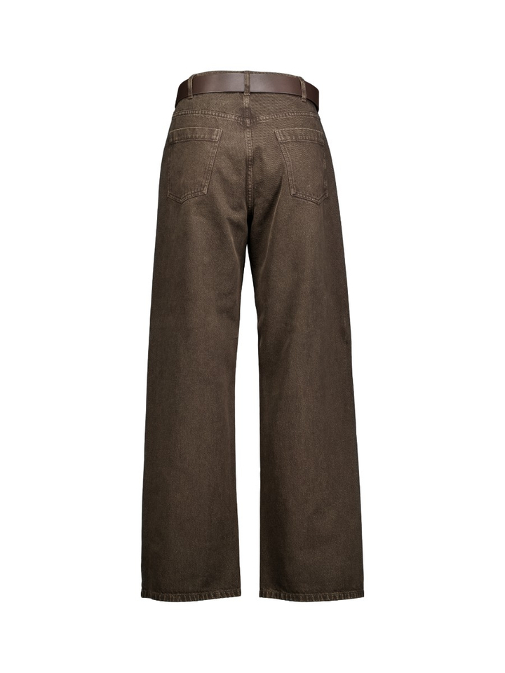 Bruine wide fit jeans met riem Caroline Biss 