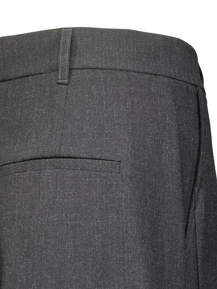 Donkergijze wijde broek met bandplooi Caroline Biss