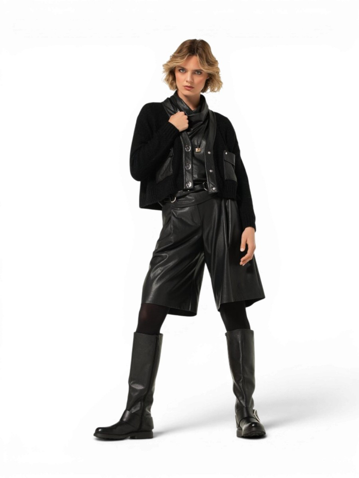 Zwarte bermuda in leder look Caroline Biss
