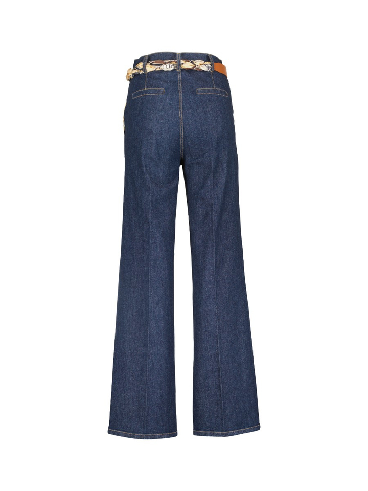 Donkerblauwe wijde jeans met riem Caroline Biss