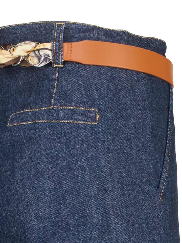 Donkerblauwe wijde jeans met riem Caroline Biss