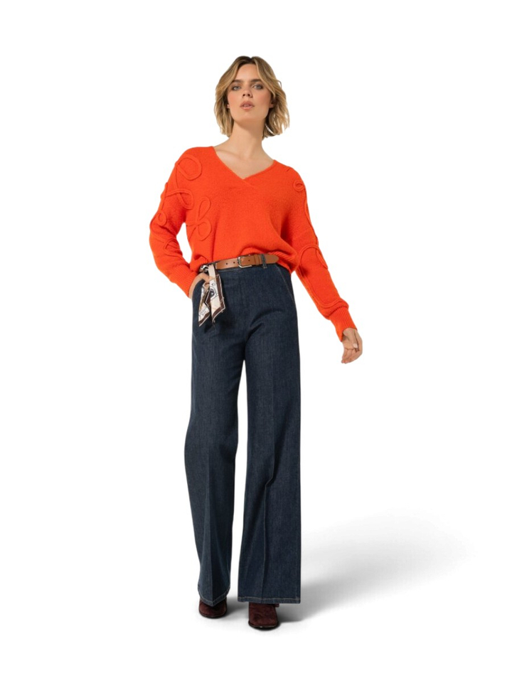 Donkerblauwe wijde jeans met riem Caroline Biss