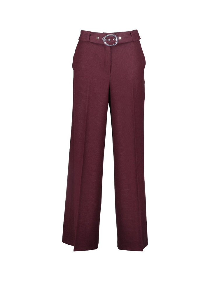 Bordeaux broek met riem en rechte pijpen Caroline Biss