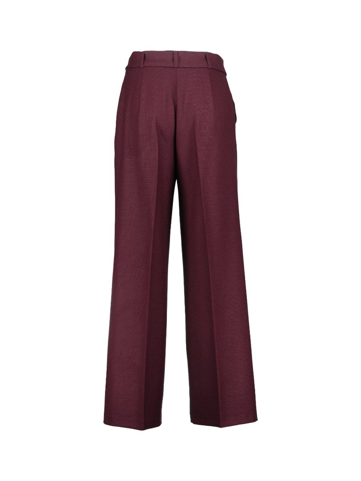 Bordeaux broek met riem en rechte pijpen Caroline Biss