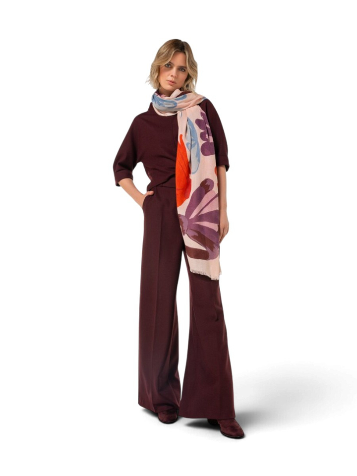 Bordeaux broek met riem en rechte pijpen Caroline Biss