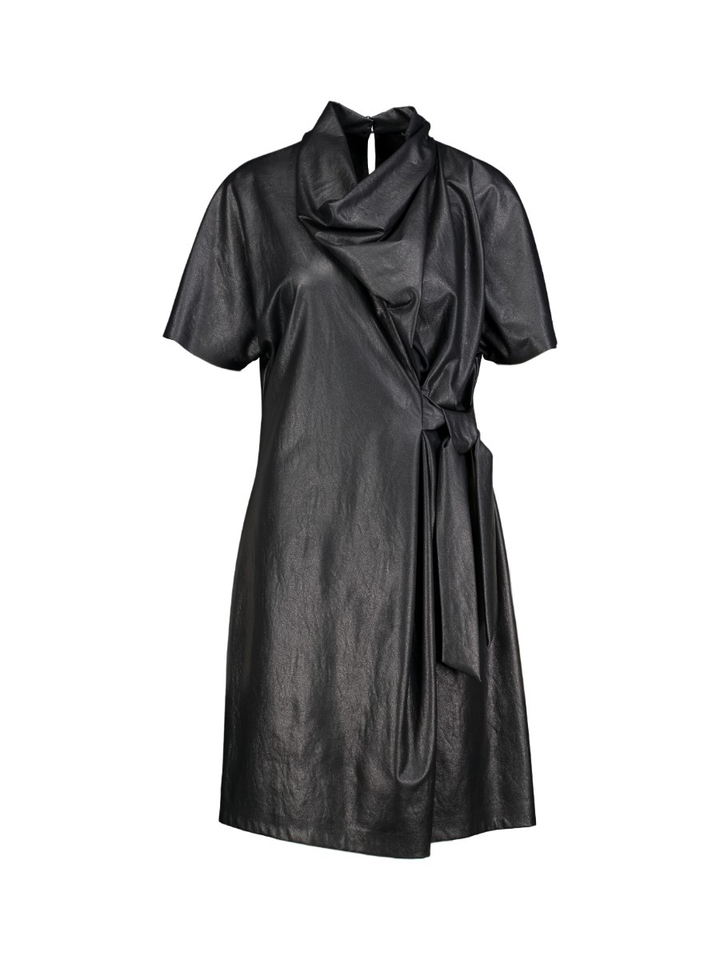 Zwarte jurk in lederlook Caroline Biss