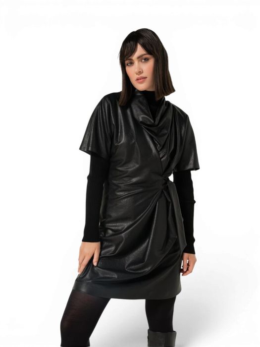Zwarte jurk in lederlook Caroline Biss