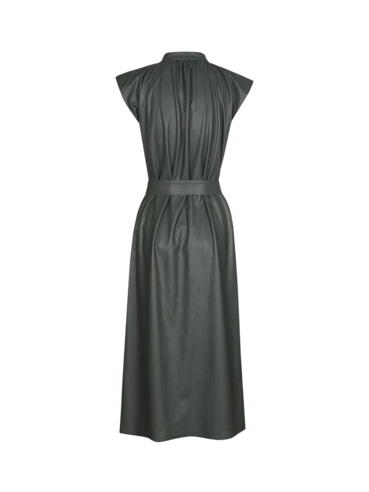 Groene elegante midi-dress in lederlook Caroline Biss 