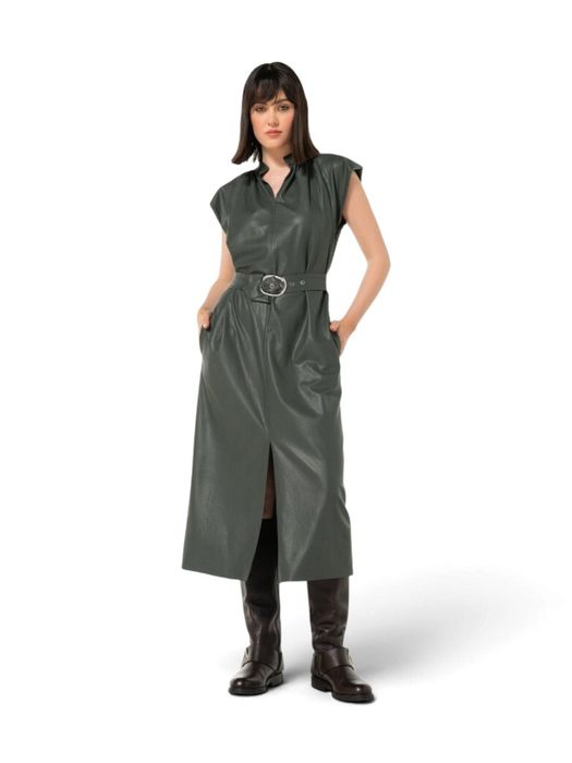 Groene elegante midi-dress in lederlook Caroline Biss