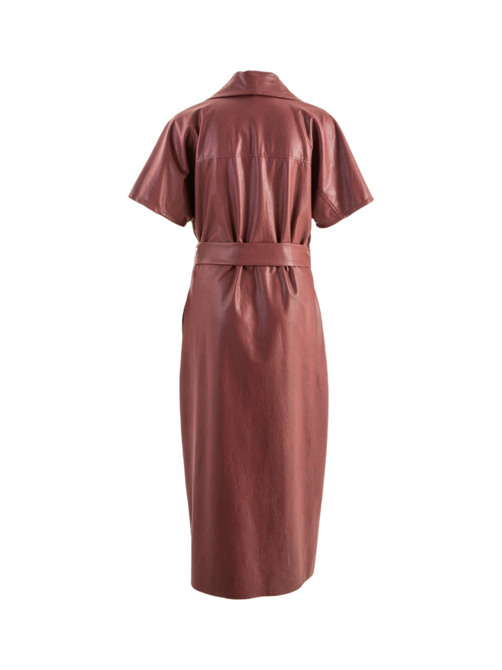 Bordeaux maxi-jurk in lederlook Caroline Biss
