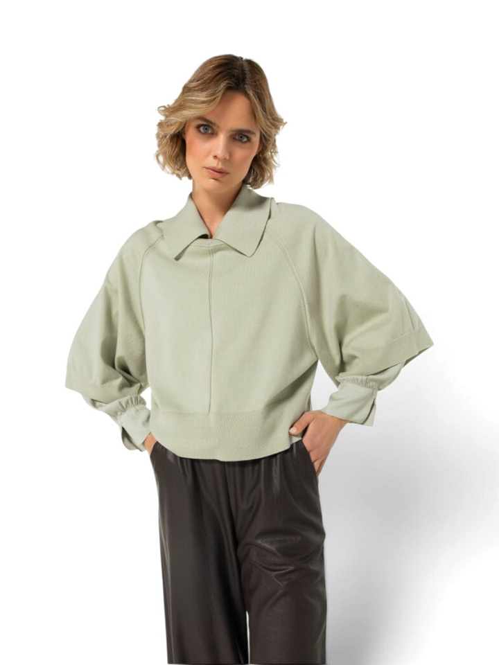 Muntgroene pull met kimono mouw Caroline Biss