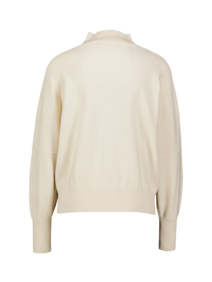 Ecru fijngebreide pull met V-detail Caroline Biss