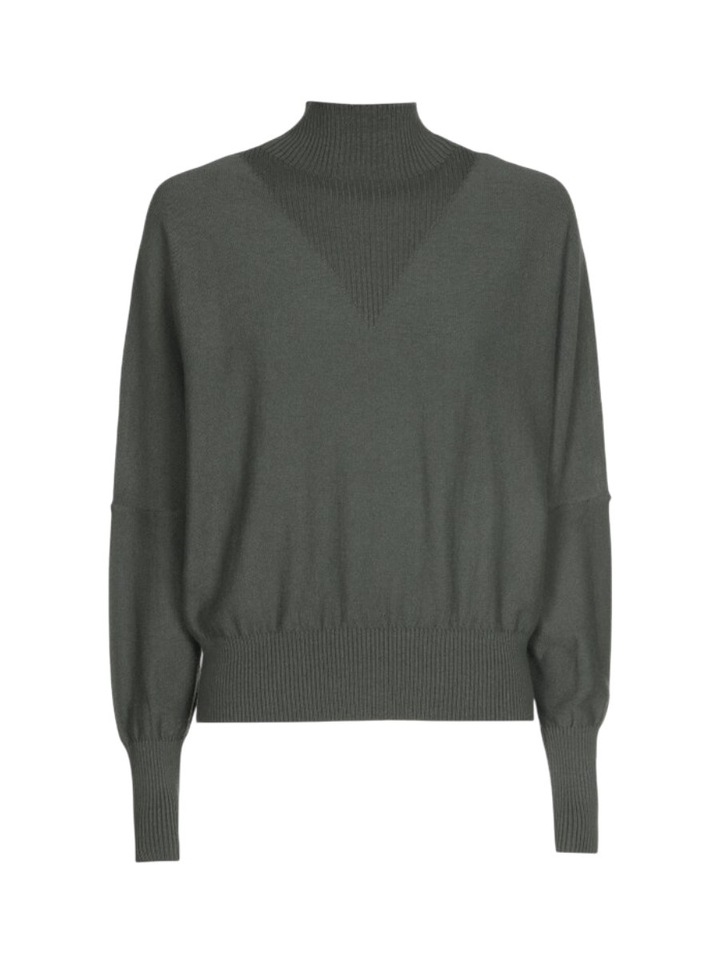 Groene fijngebreide pull met v-detail Caroline Biss