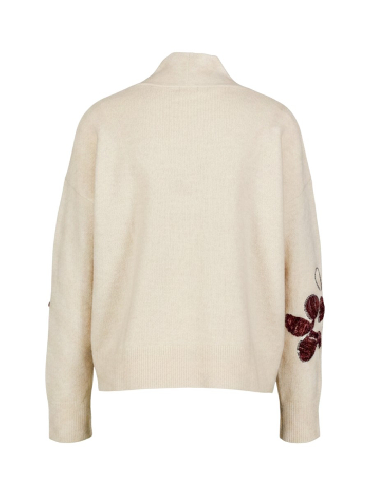 Beige trui met bruine bloemenprint Caroline Biss
