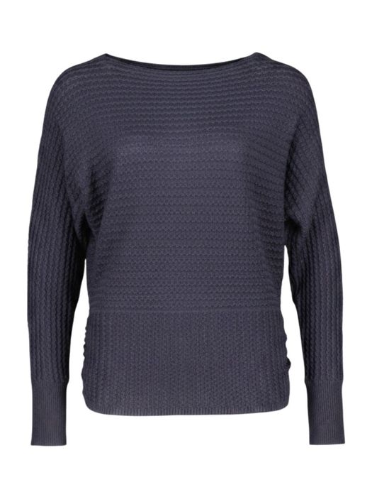 Donkerblauwe trui met ribbelpatroon Caroline Biss