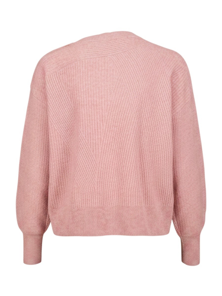 Roze trui met knoopdetail aan de kraag Caroline Biss 