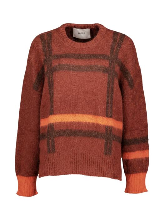 Roestkleurige trui van Alpaca wol met ruitmotief Floor