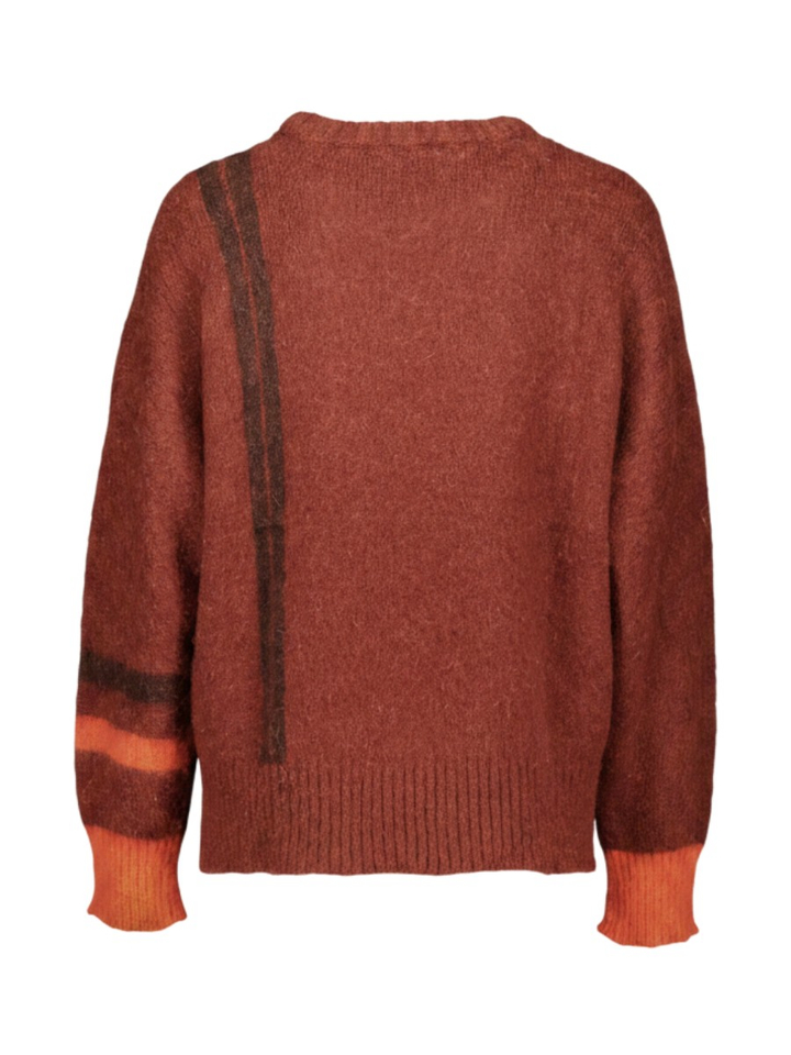Roestkleurige trui van Alpaca wol met ruitmotief Floor