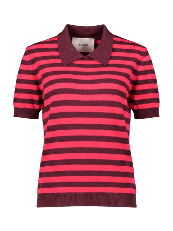 Bordeaux / rood gestreepte polo in wol Floor