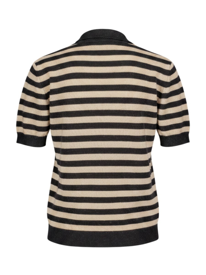 Zwart/beige gestreepte polo in wol Floor