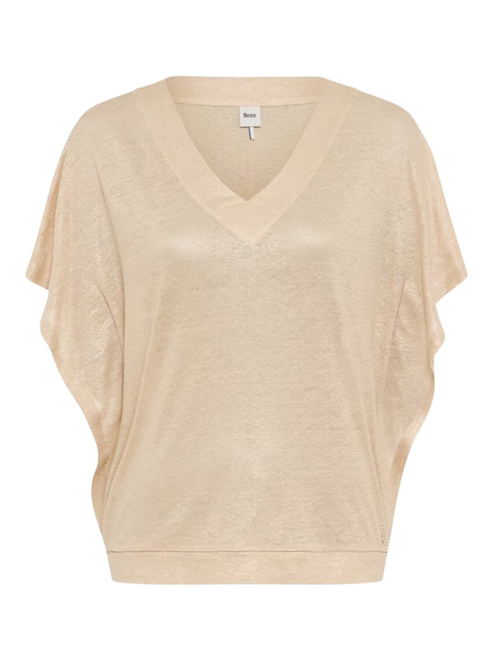 Goudkleurige linnen T-shirt Brax