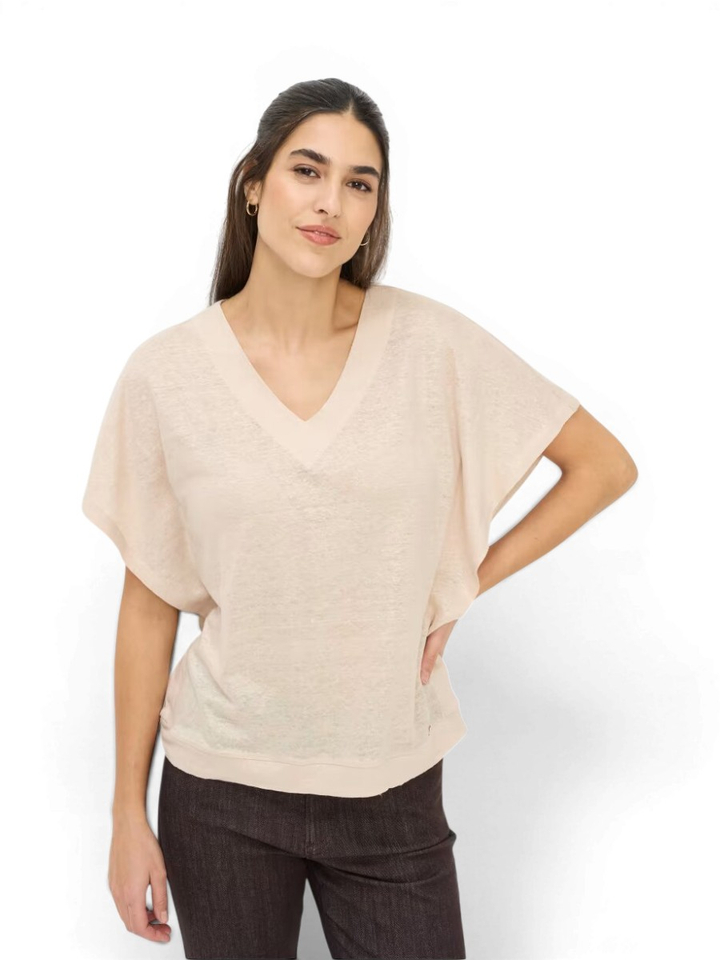 Goudkleurige linnen T-shirt Brax