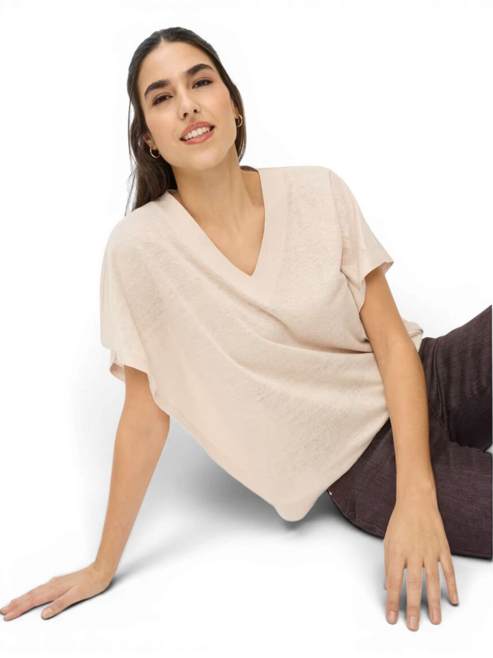 Goudkleurige linnen T-shirt Brax