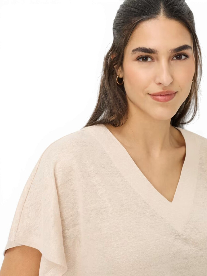 Goudkleurige linnen T-shirt Brax